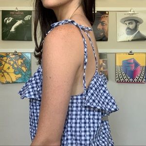 J Crew Tie-Shoulder Ruffle Top with Eyelet Trim